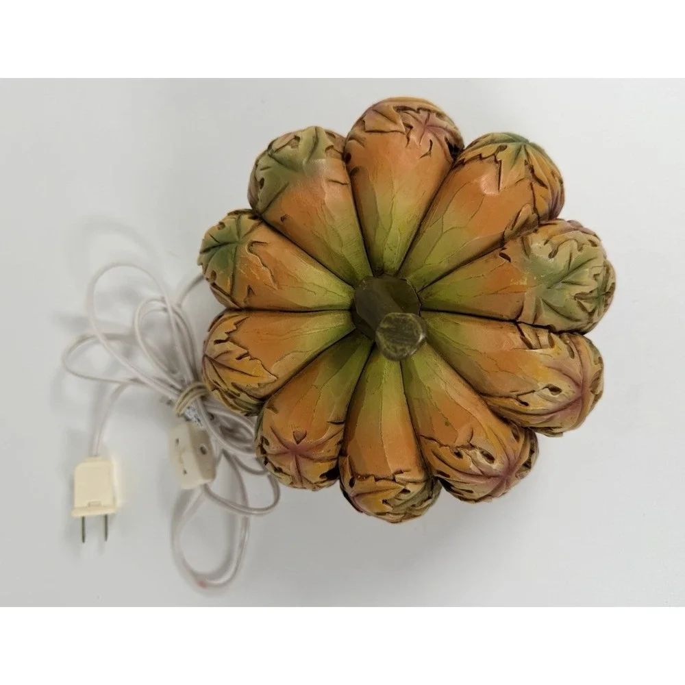 Lighted Resin Pumpkin Plug-In Tabletop Lantern Lamp Pacific Rim Fall Decor